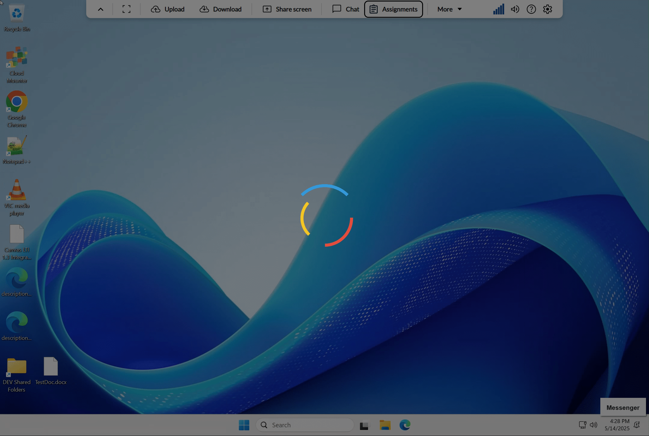 Progress Indicator Runs While Assignment Info Is Being Fetched.jpg